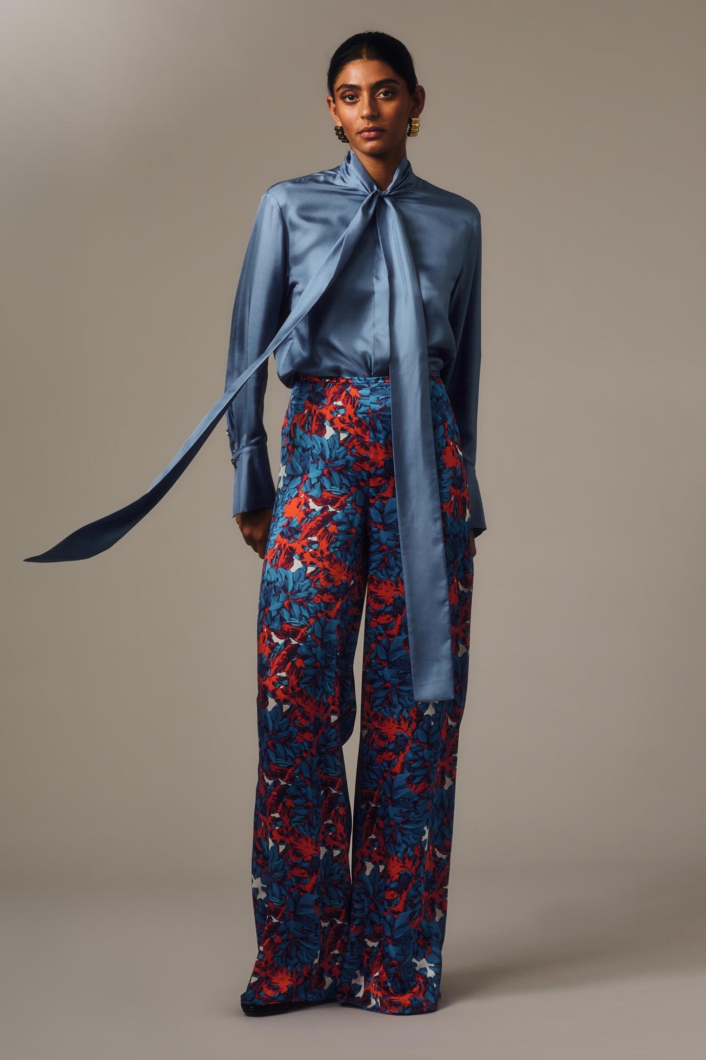 Carla Zampatti Impasto Print Silk Palazzo Pant (Multi)