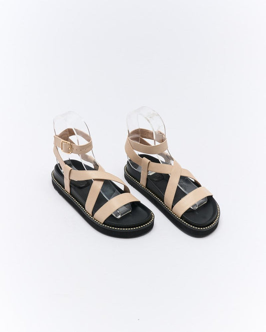 Walnut Melbourne Presly Leather Sandal (Oyster)