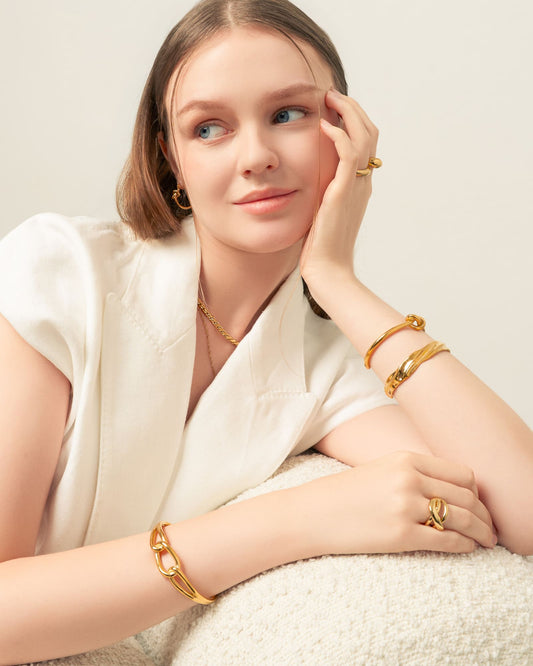 LAVANA Pretzel Knot Gold Cuff Bracelet