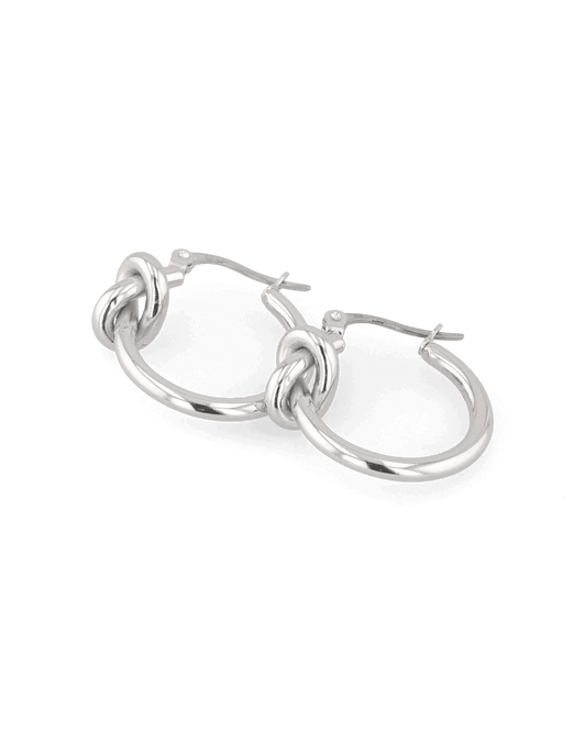 LAVANA Pretzel Knot Silver Hoop Earrings