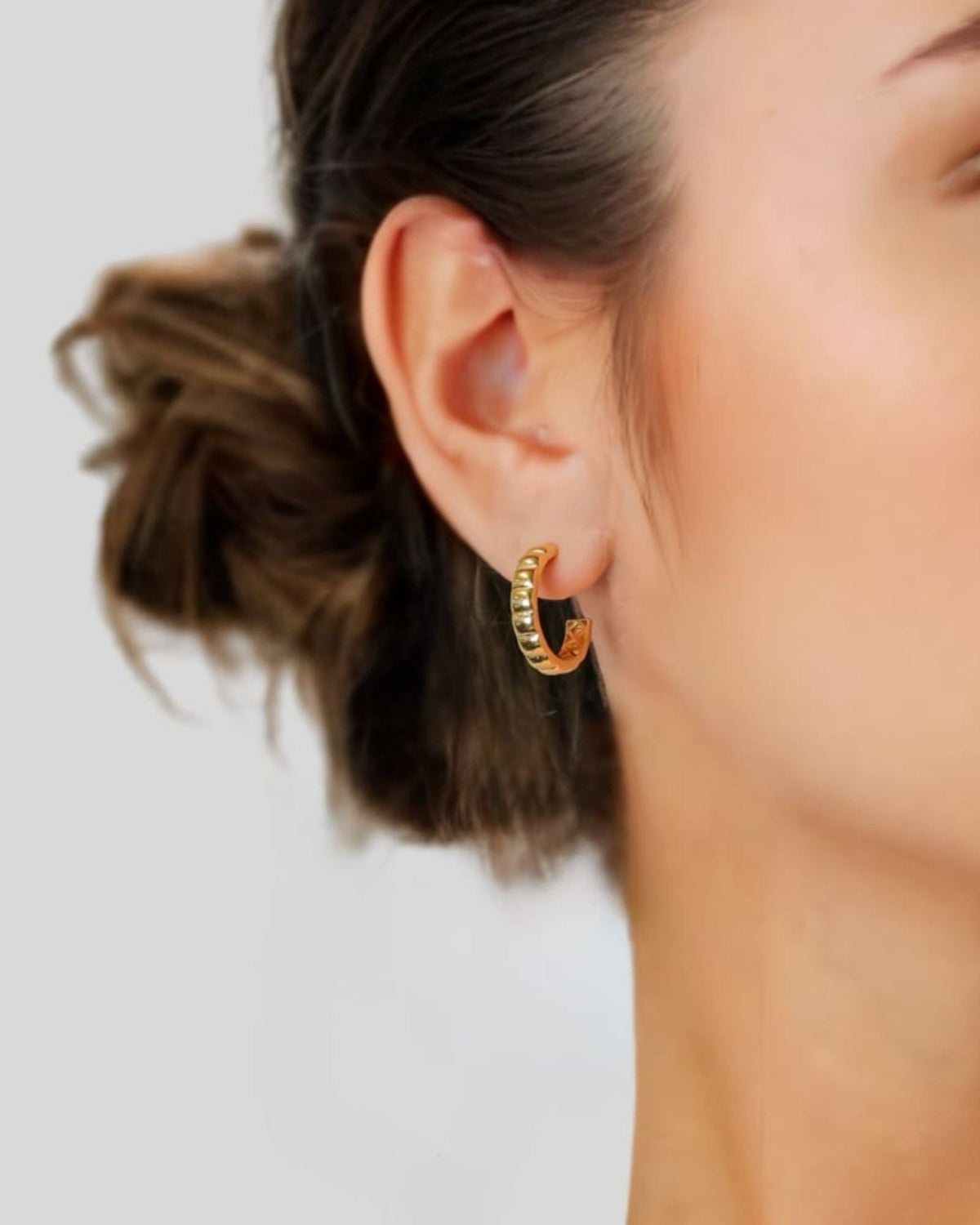 LAVANA Puffy Cubic Silver Hoop Earrings