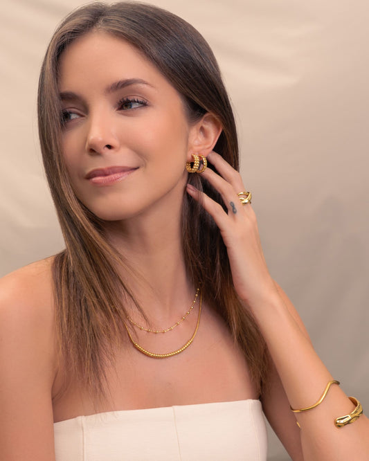 LAVANA Puffy Cubic Silver Hoop Earrings