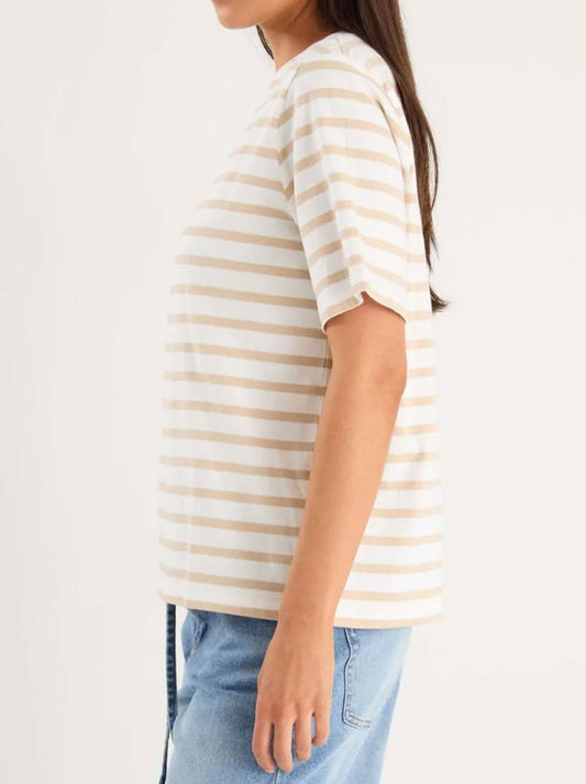 RE:UNION THE LABEL BINDING STRIPE BOXY FIT TEE (White Natural)