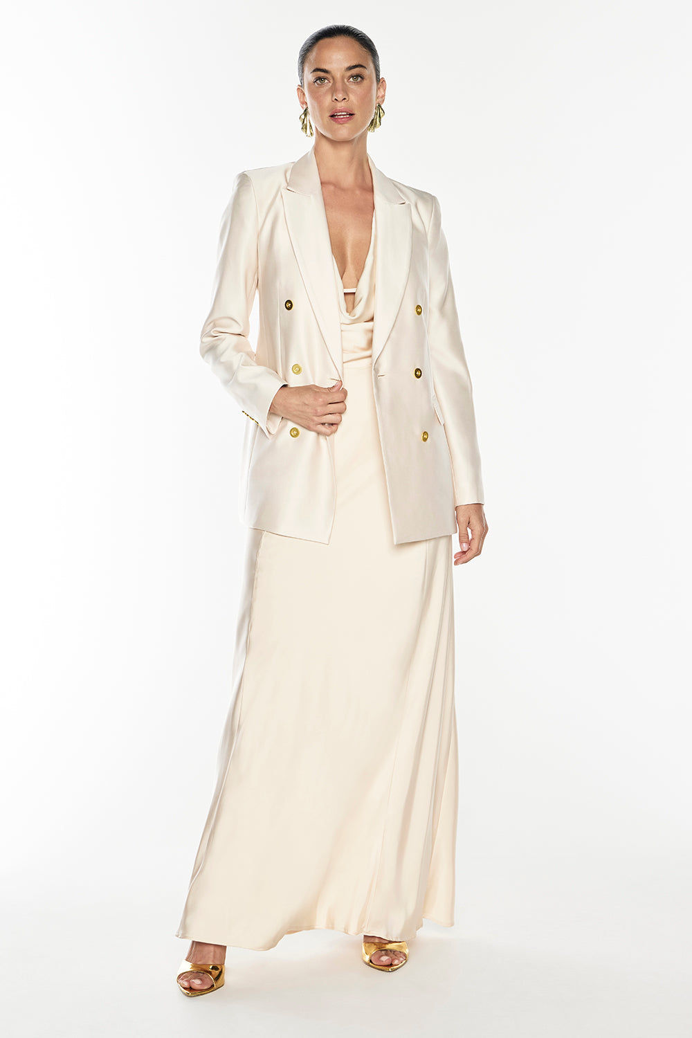 Charmed Cowl Slip Dress (Champagne)