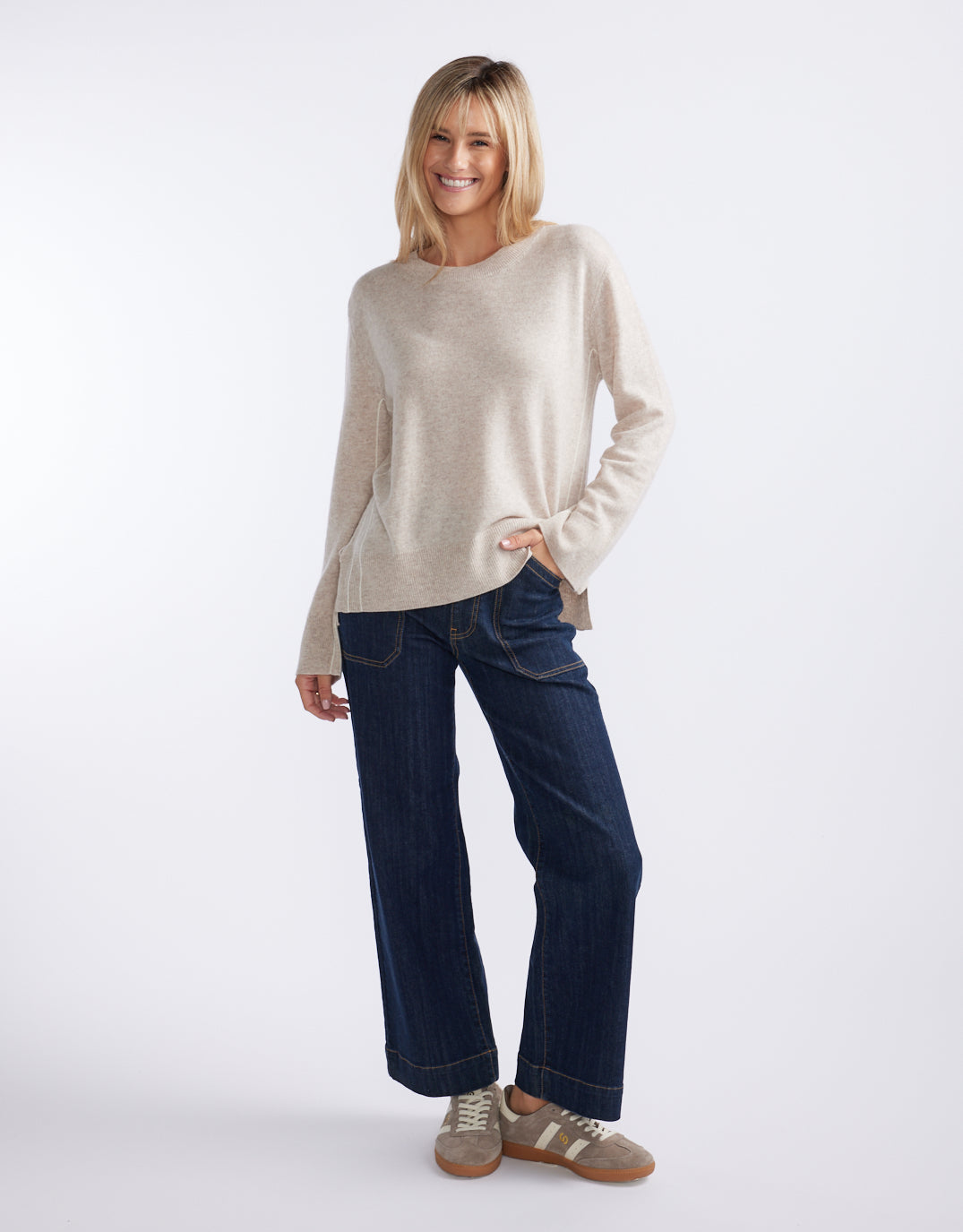 White & Co. Riviera Wool Cashmere Knit (Oat)