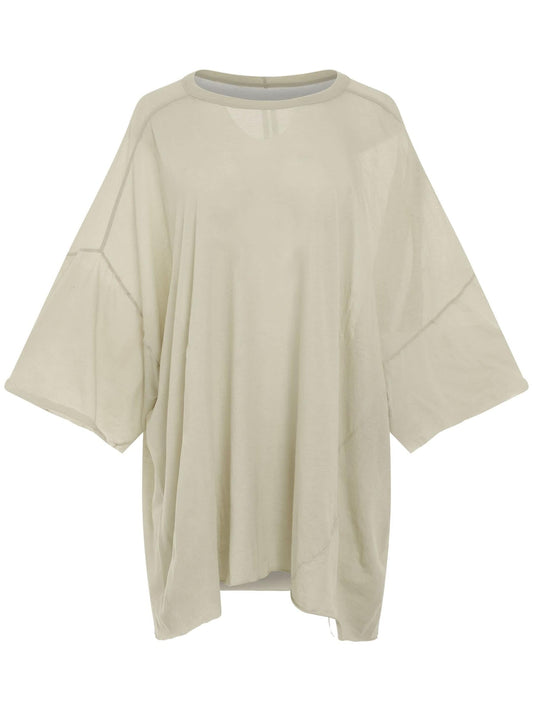 Image of a model wearing Tops. Productname: RICK OWENS Tommy Classic T-Shirt in Pearl colour by brand - RICK OWENS