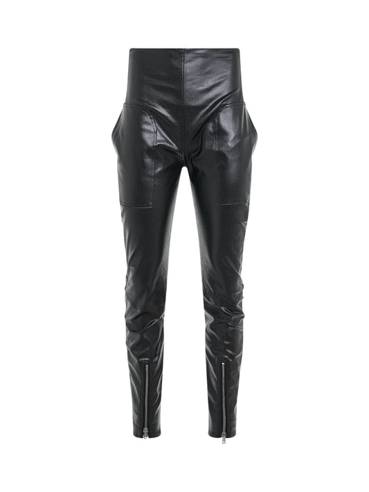 Image of a model wearing Pants. Productname: RICK OWENS Dirt Waist Leggings in Black colour by brand - RICK OWENS