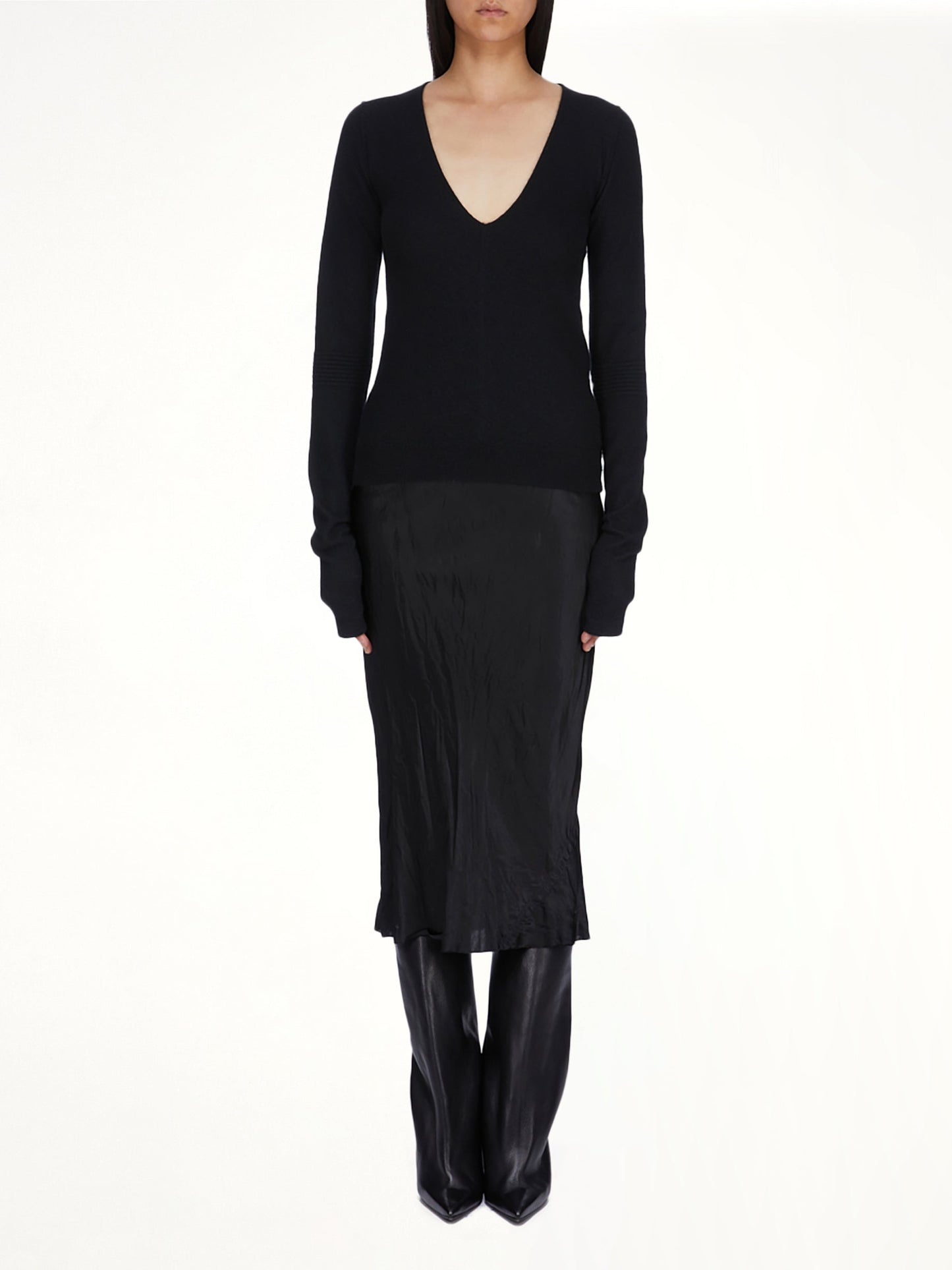 RICK OWENS Knee Bias Skirt (Black)