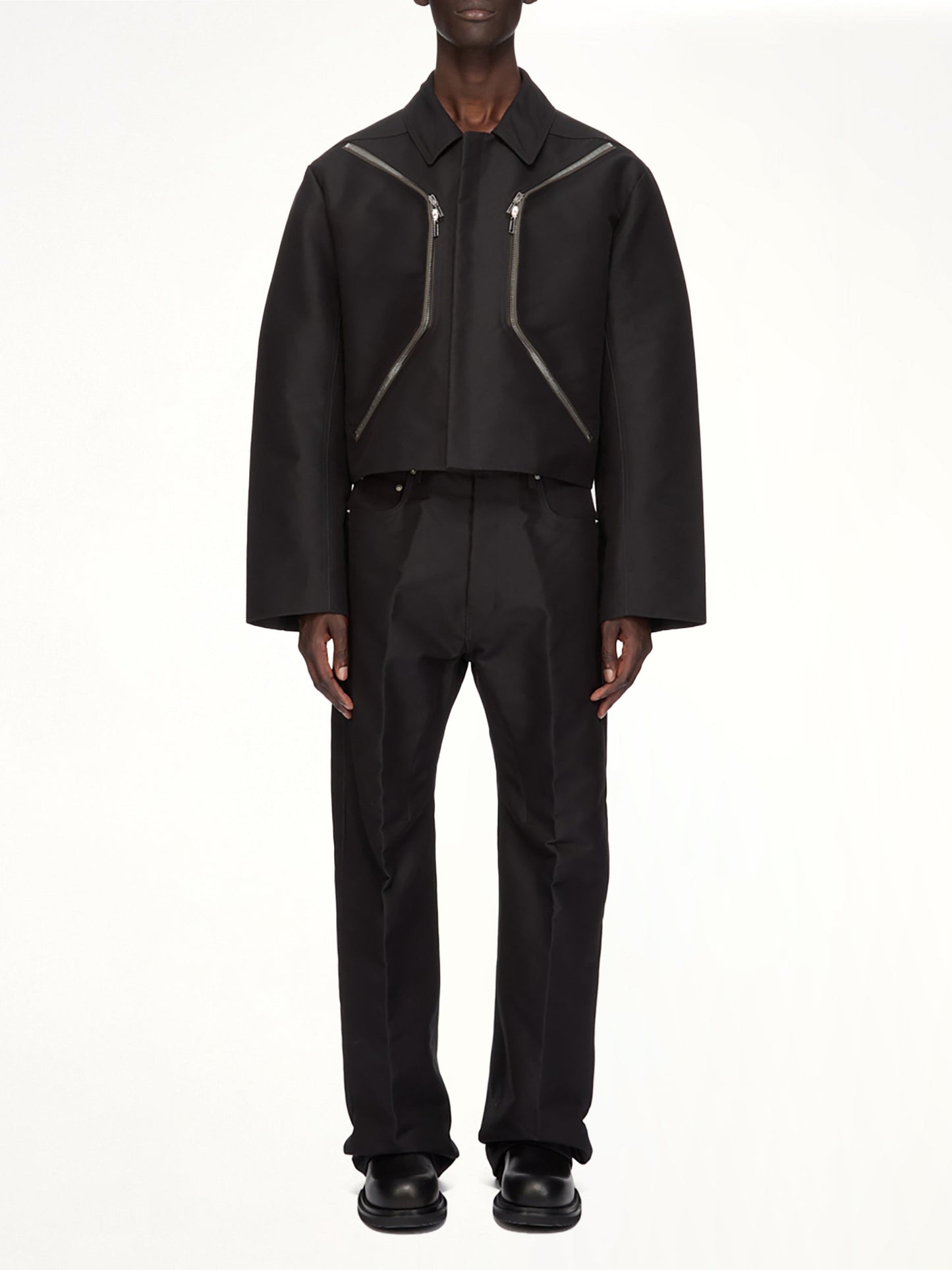 RICK OWENS Woven Heizer Mac Jacket (Black)