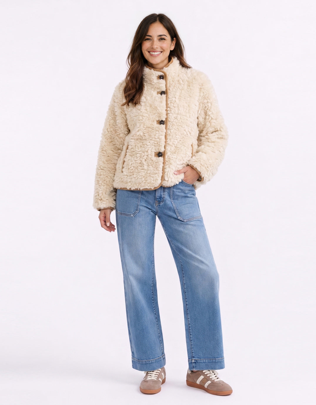 132 Fashion Aspen Reversible Jacket (Camel/Ecru)
