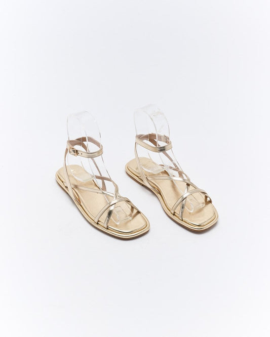 Walnut Melbourne Ripley Leather Sandal (Soft Gold)