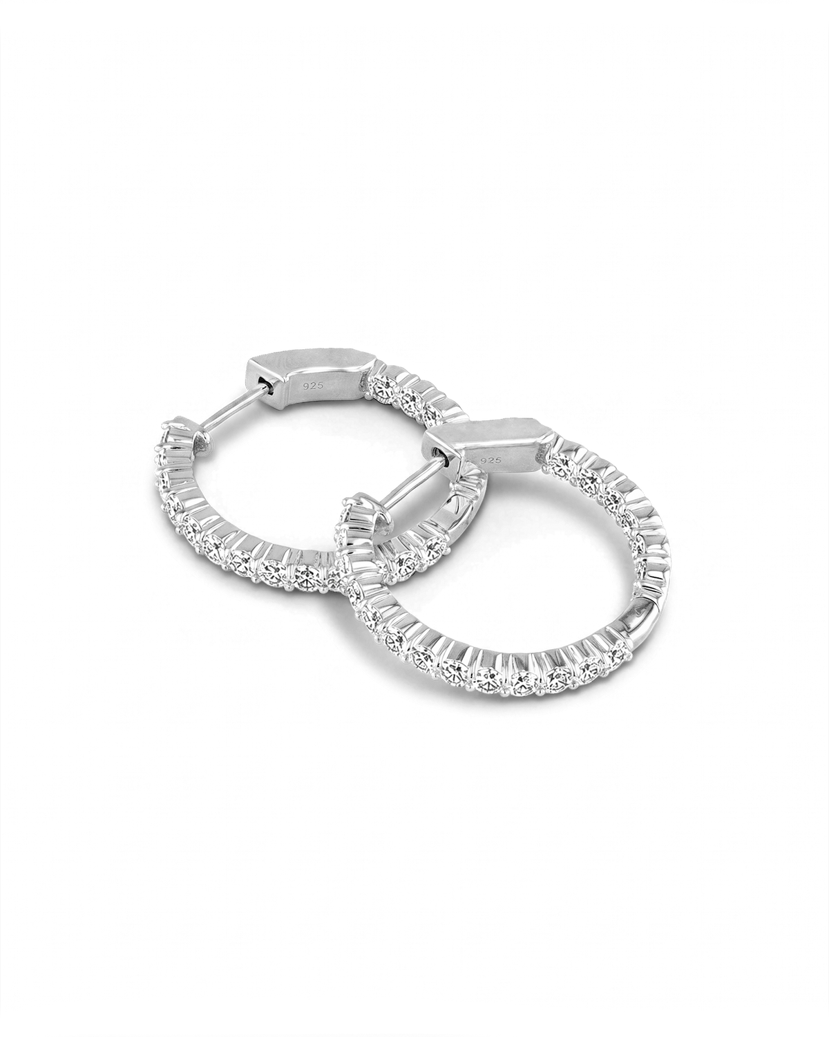 LAVANA Roma Silver Diamond Hoop Earrings