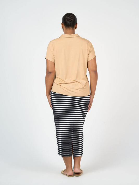 Lou Lou Maxi Bamboo Whitney Tube Skirt (Black & White Stripe)