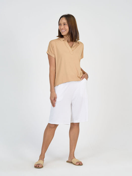 Lou Lou Simone Wide Leg Bamboo Shorts (White)