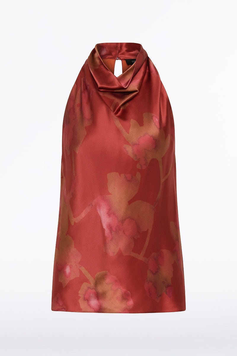 Carla Zampatti Grandiflora Silk Halter Top (Red)