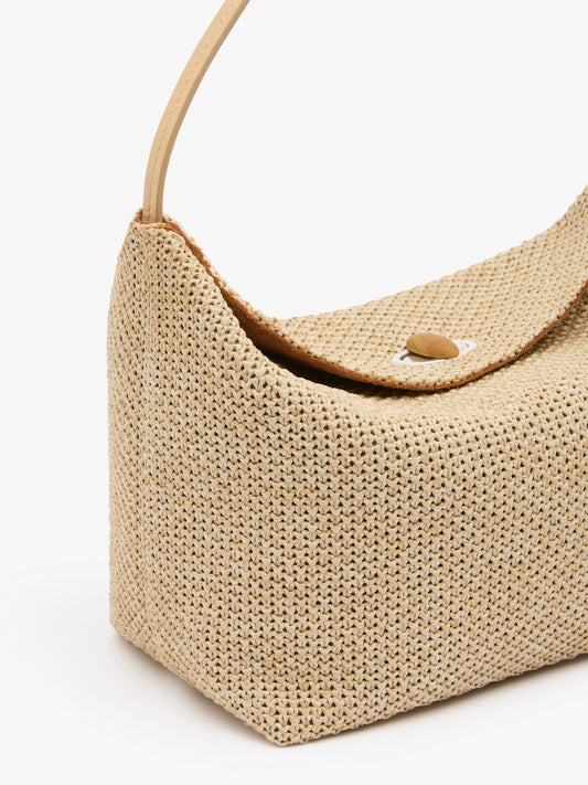 CHRISTOPHER ESBER Turnlock Raffia Shoulder Bag (Natural)