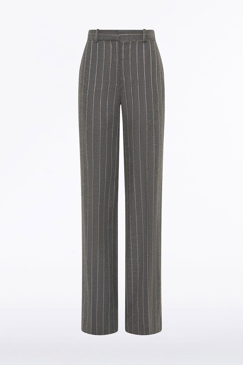 Carla Zampatti Slate Italian Wool Pinstripe Wide Leg Pant (Grey)