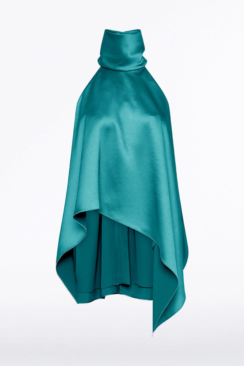 Carla Zampatti Viridian Lustre Satin Halter Neck Top (Green)