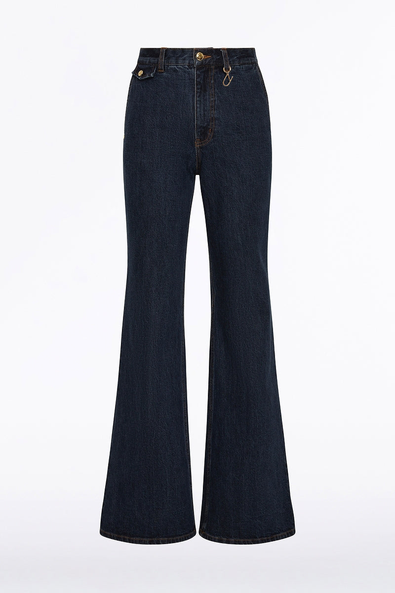 Carla Zampatti Dark Indigo Bootleg Denim Jeans (Blue)