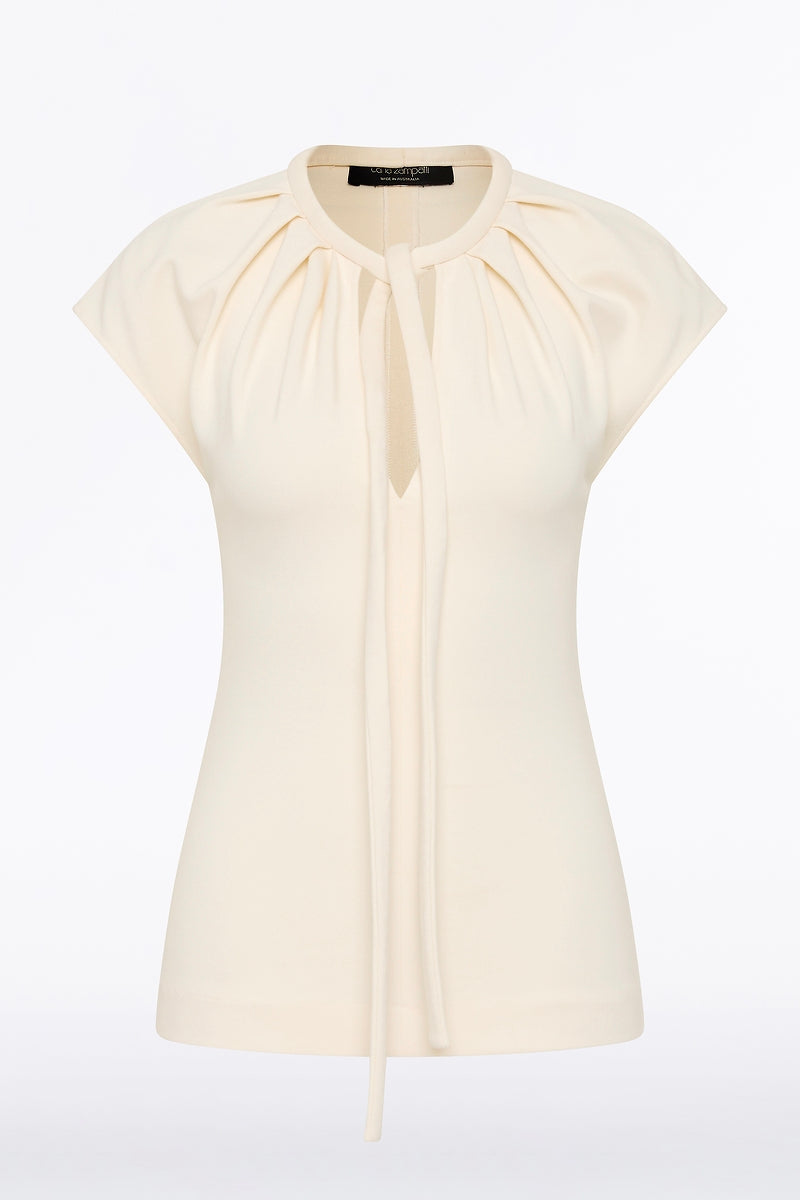 Carla Zampatti Ivory Ponte Tie Detail Top (Cream)