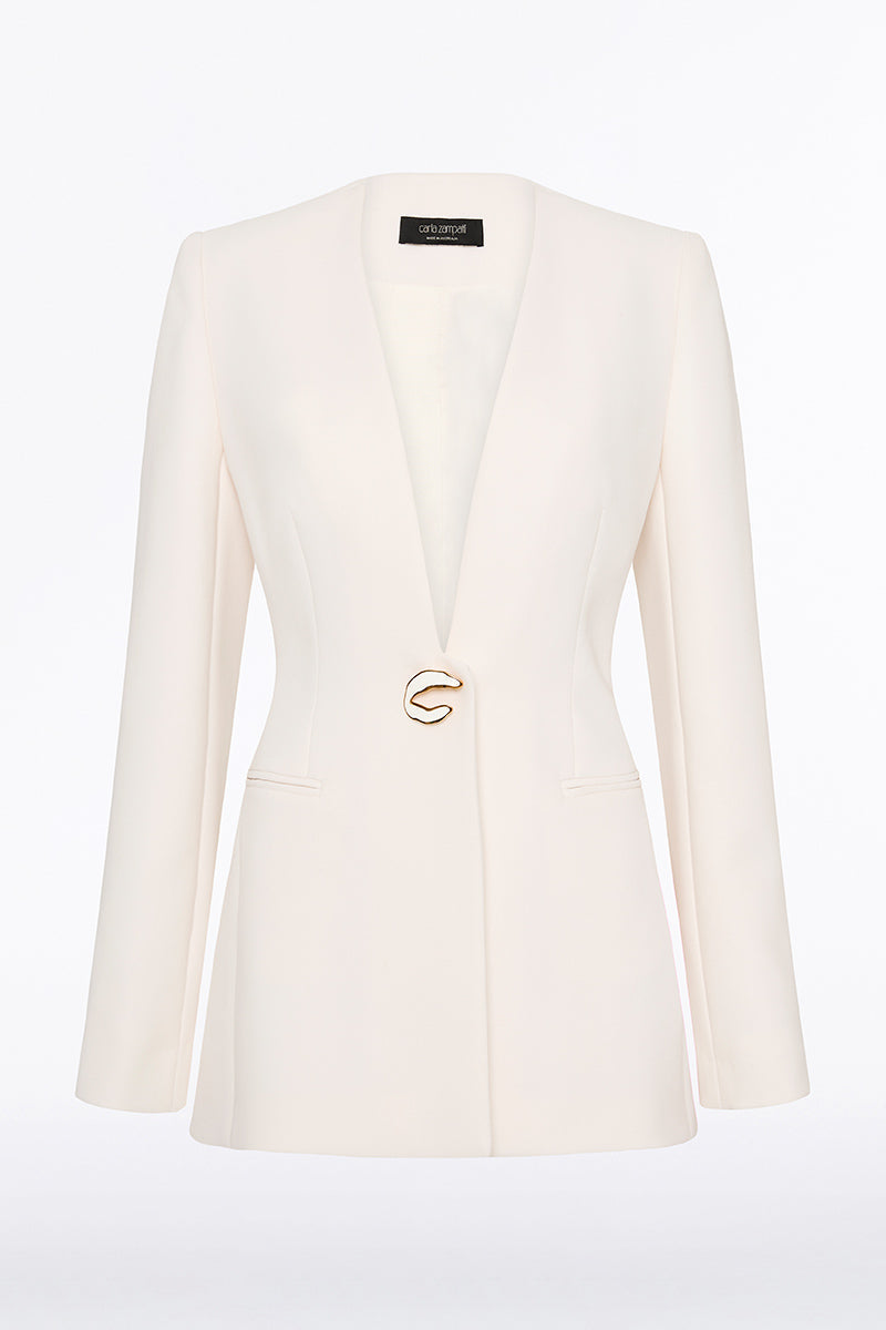 Carla Zampatti Ivory Crepe C Blazer (White)