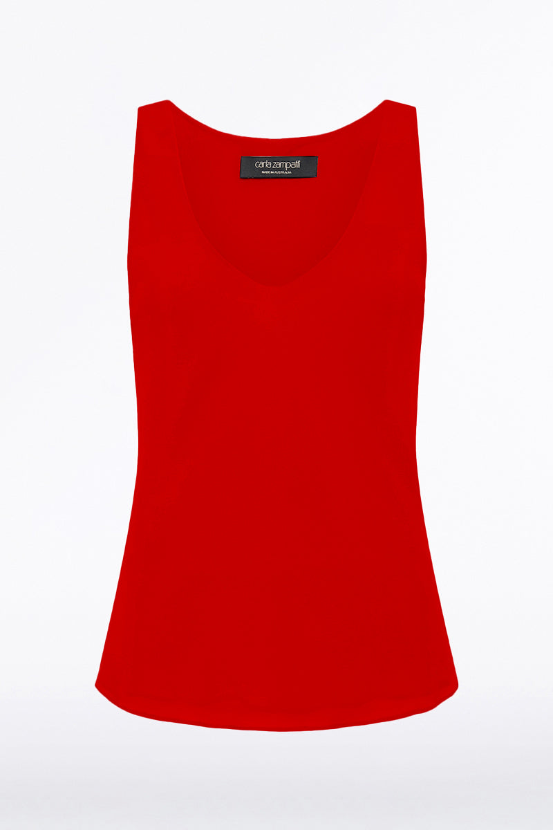 Carla Zampatti Georgette Scoop Neck Cami (Red)