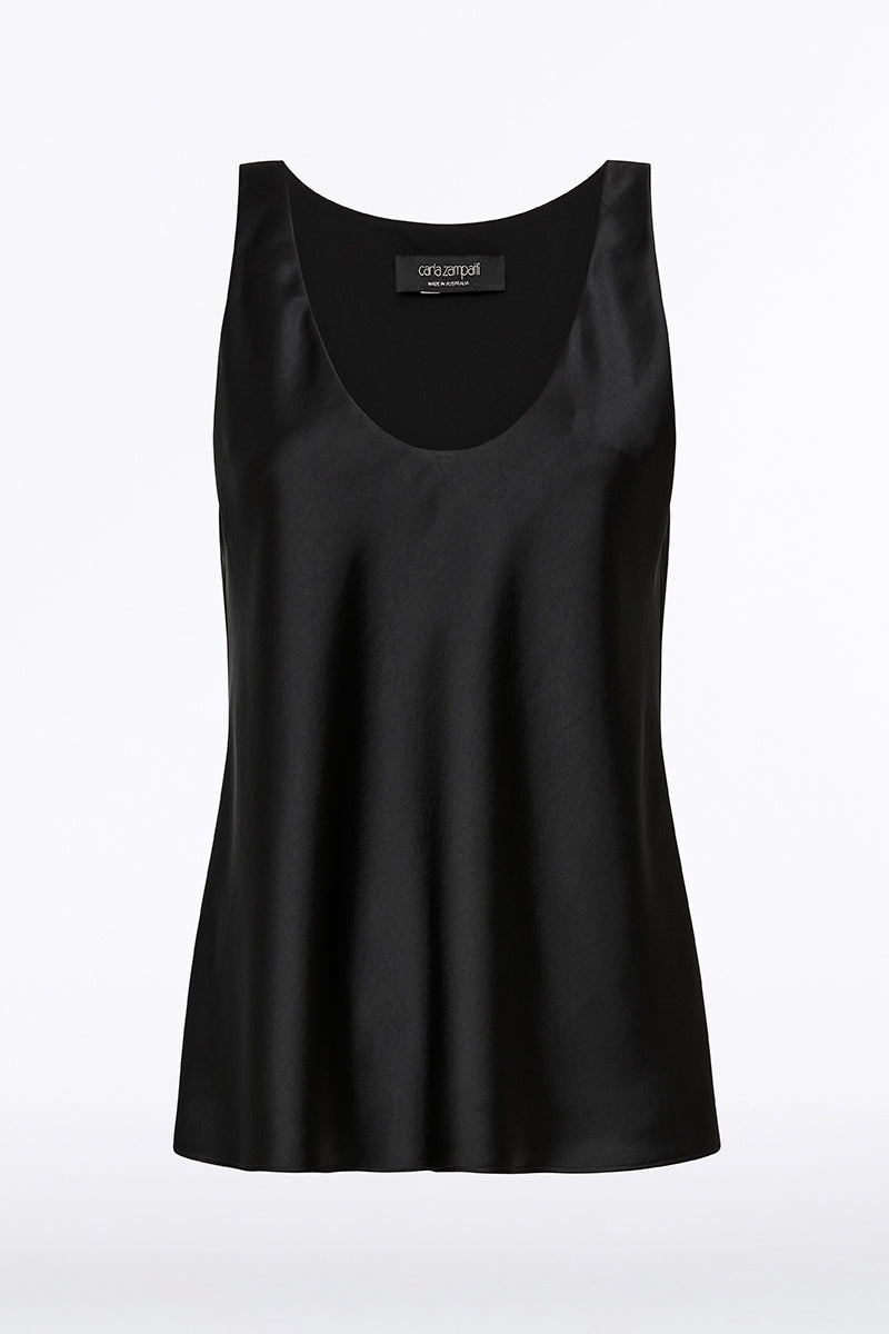 Carla Zampatti Satin Scoop Cami (Black)
