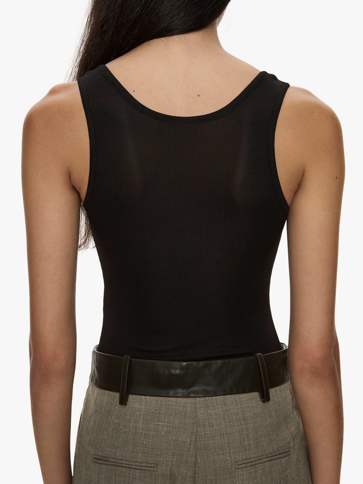 CHRISTOPHER ESBER Tropical Wool Leather Waisted Trouser (Kombu)