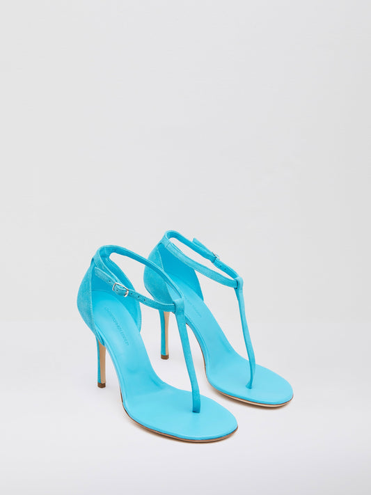 Christopher Esber Billi T Bar Suede Sandal (Teal)