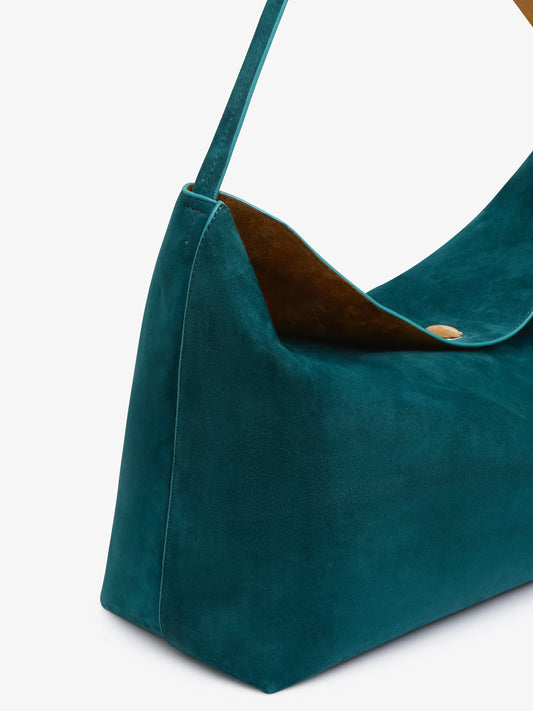 CHRISTOPHER ESBER Turnlock Suede Shoulder Bag (Tan)