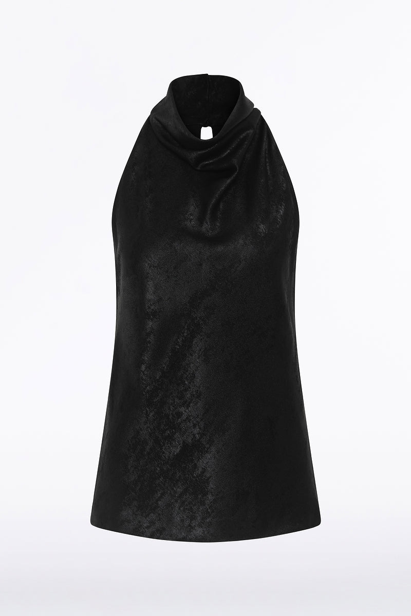 Carla Zampatti Burnished Metallic Halter Top (Black)