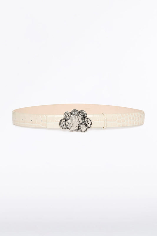 Carla Zampatti Ivory Croc Cluster Coin Belt (Print)