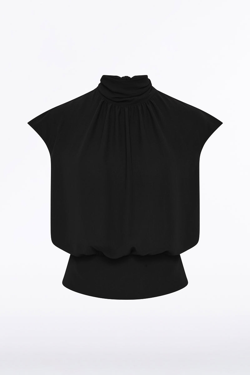 Carla Zampatti Georgette Scarf Top (Black)