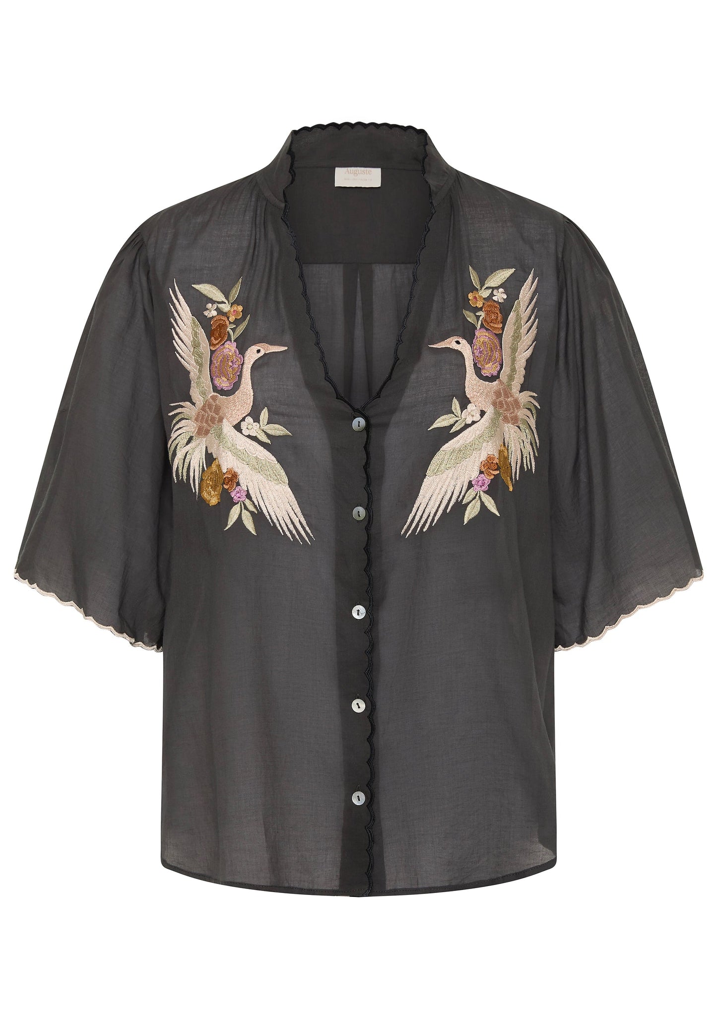 Auguste The Label Zoe Embroidered Blouse (Black)