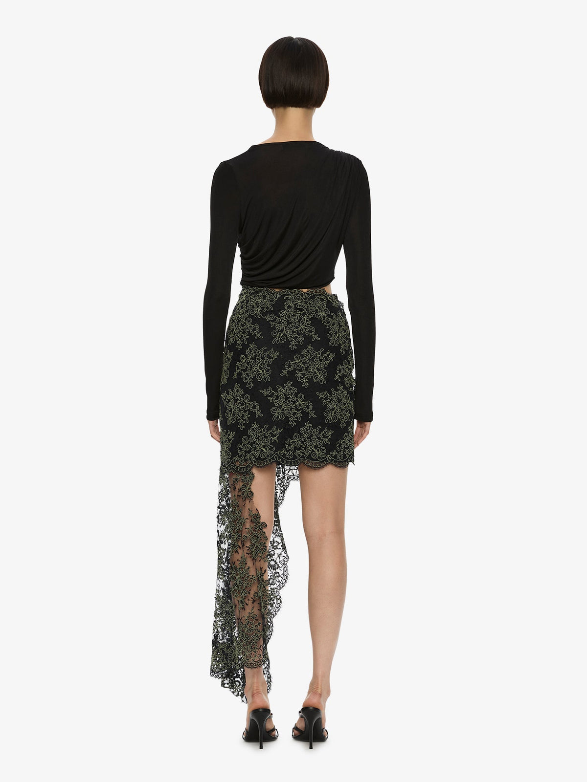 CHRISTOPHER ESBER Verve Twisted Tee Lace Long Sleeve Dress (Black)
