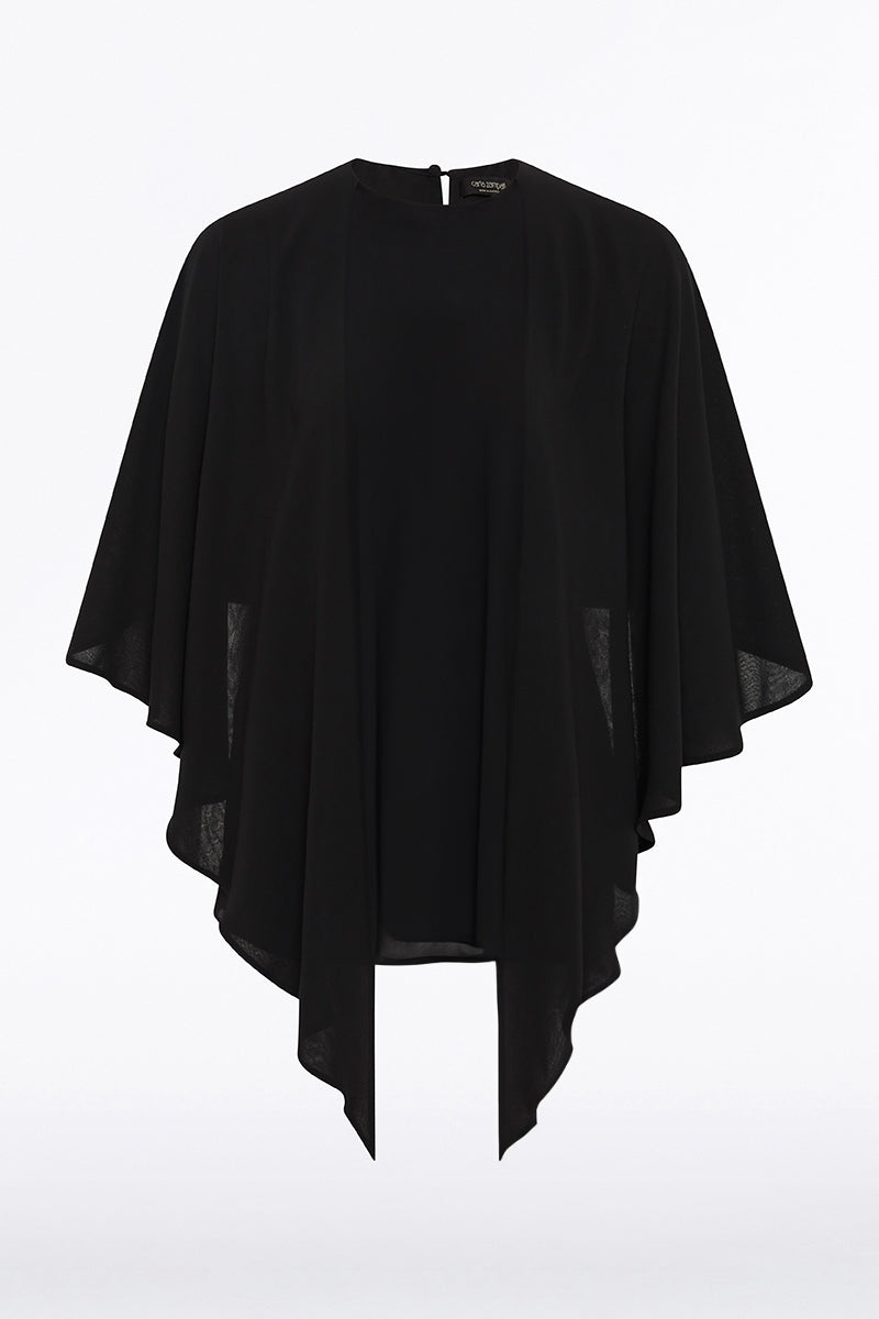 Carla Zampatti Georgette Cascata Top (Black)