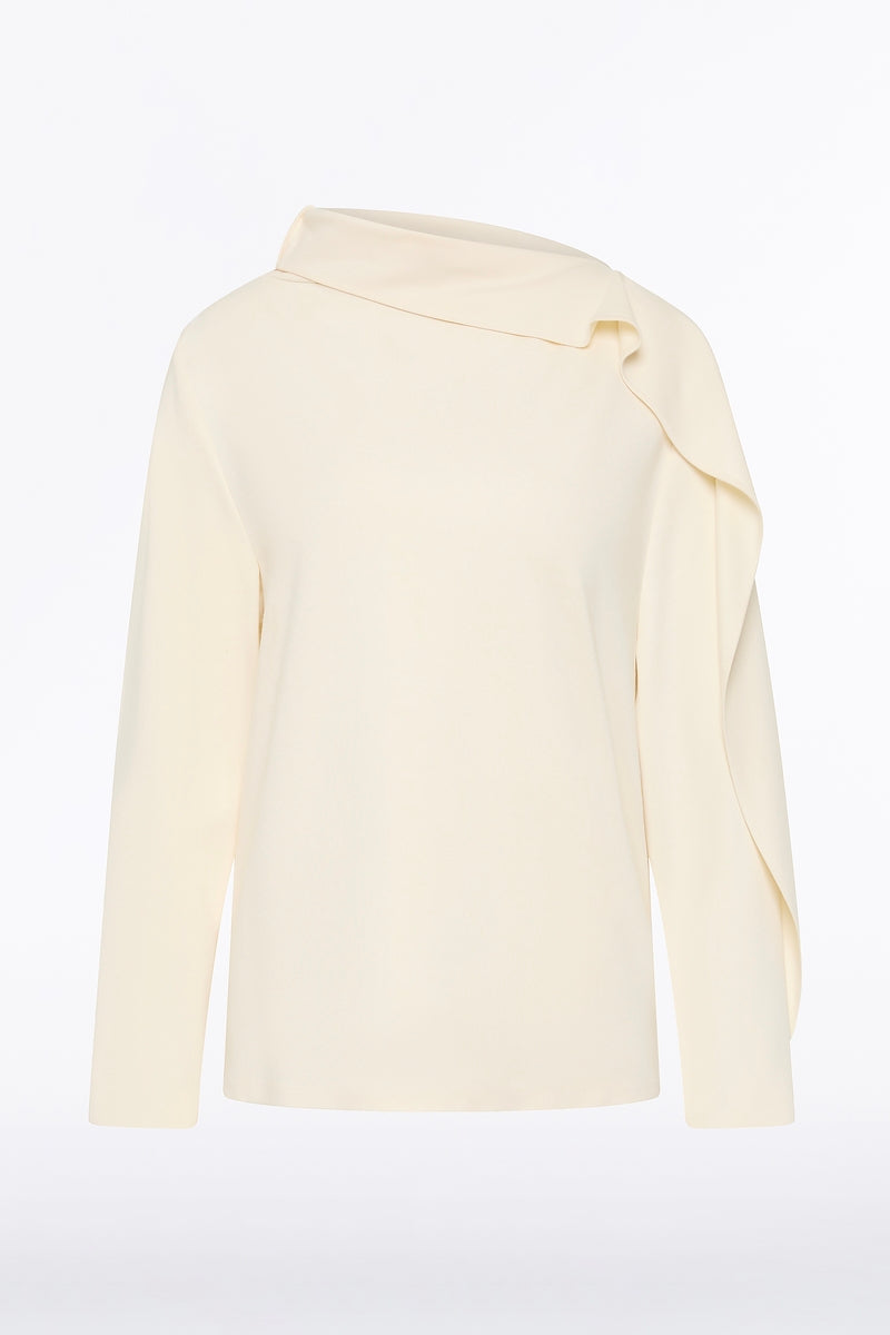 Carla Zampatti Ivory Ponte Shoulder Detail Top (Cream)