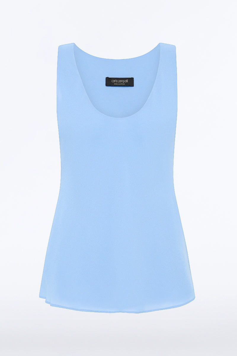 Carla Zampatti Powder Georgette Scoop Cami (Blue)