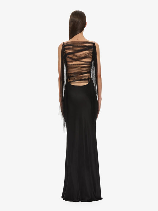 CHRISTOPHER ESBER Lattice Lace Silk Gown (Black)