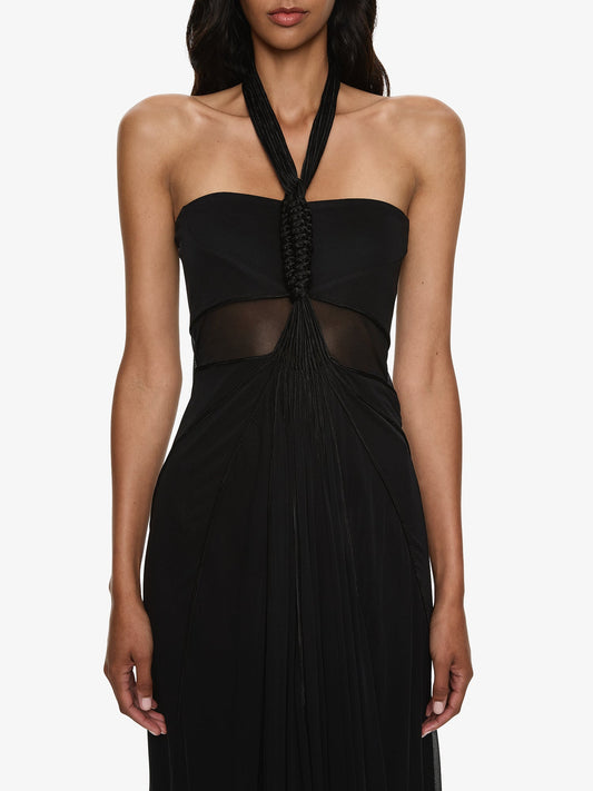 CHRISTOPHER ESBER Solea Corded Halter Dress (Black)