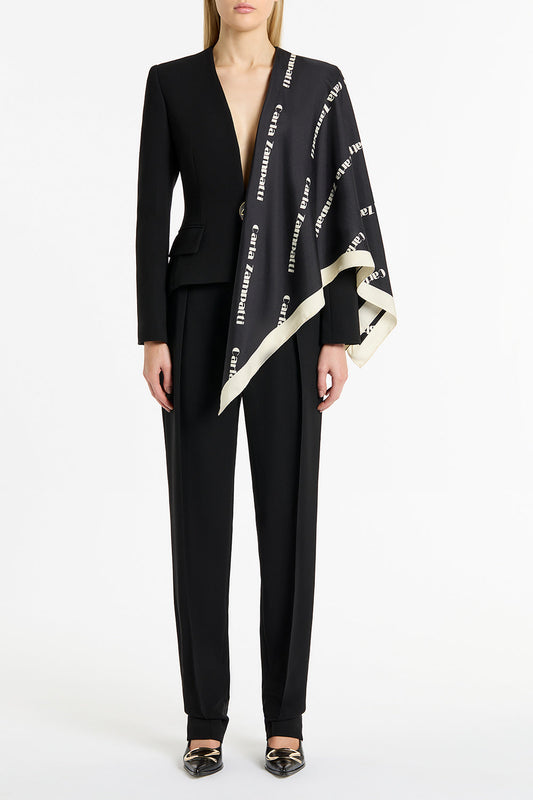 Carla Zampatti Cz Logo Laser Silk Scarf (Black)