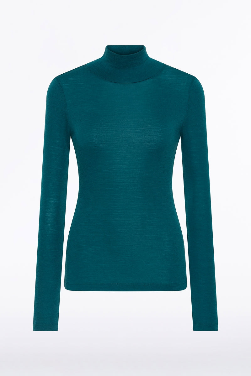 Carla Zampatti Serpentine Babywool High Neck Top (Green)