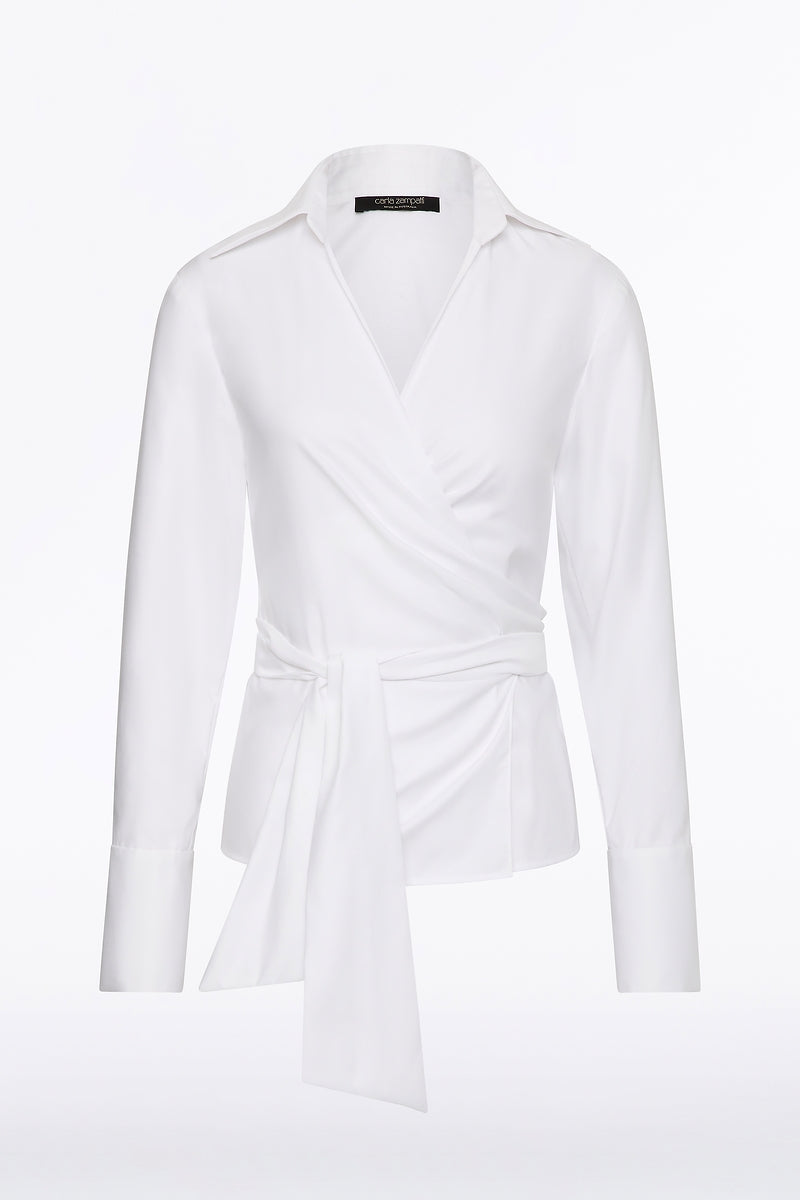 Carla Zampatti Cotton Wrap Top (White)