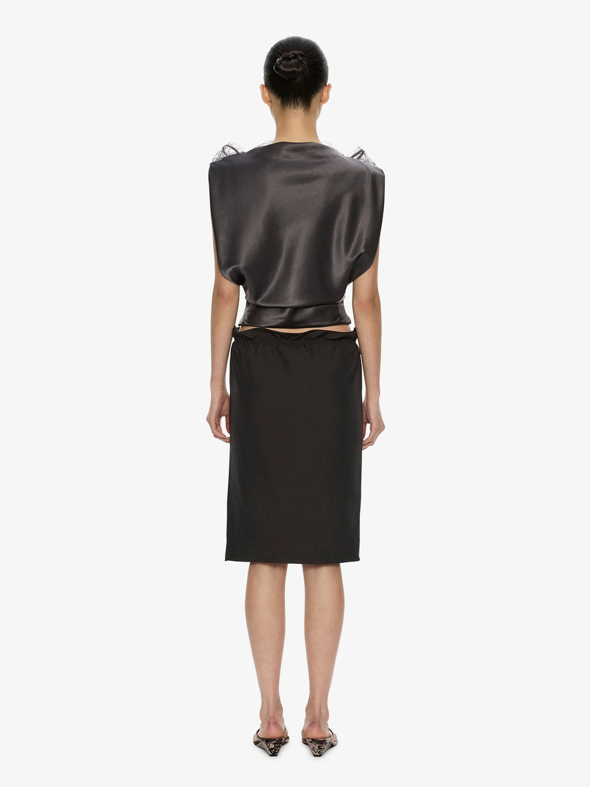 CHRISTOPHER ESBER Anais Lace Trimmed Tie Skirt (Smoke)