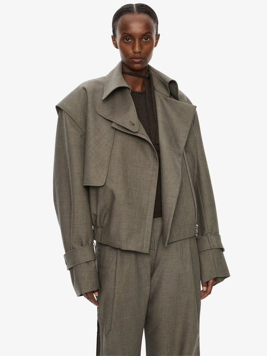 CHRISTOPHER ESBER Cropped Trench Bomber Jacket (Pink)