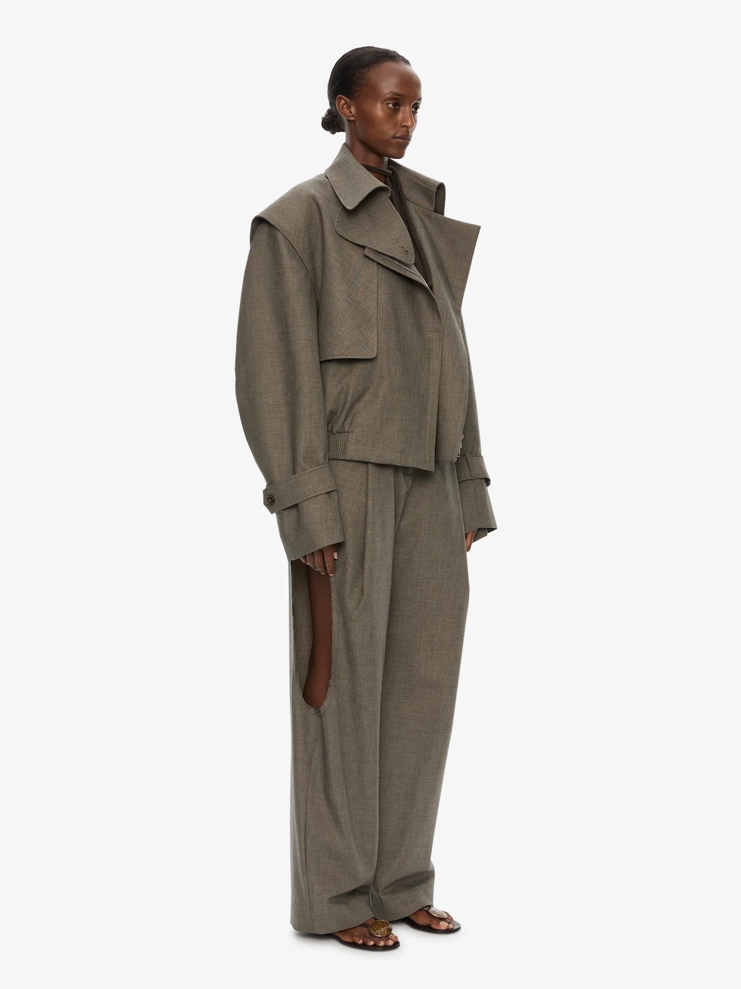 CHRISTOPHER ESBER Cropped Trench Bomber Jacket (Pink)