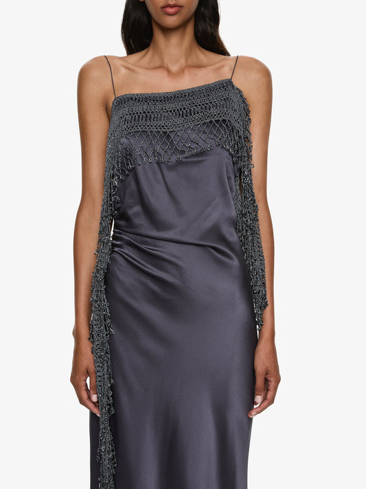 CHRISTOPHER ESBER Droplet Bead Crochet Trimmed Cami Dress (Granite)
