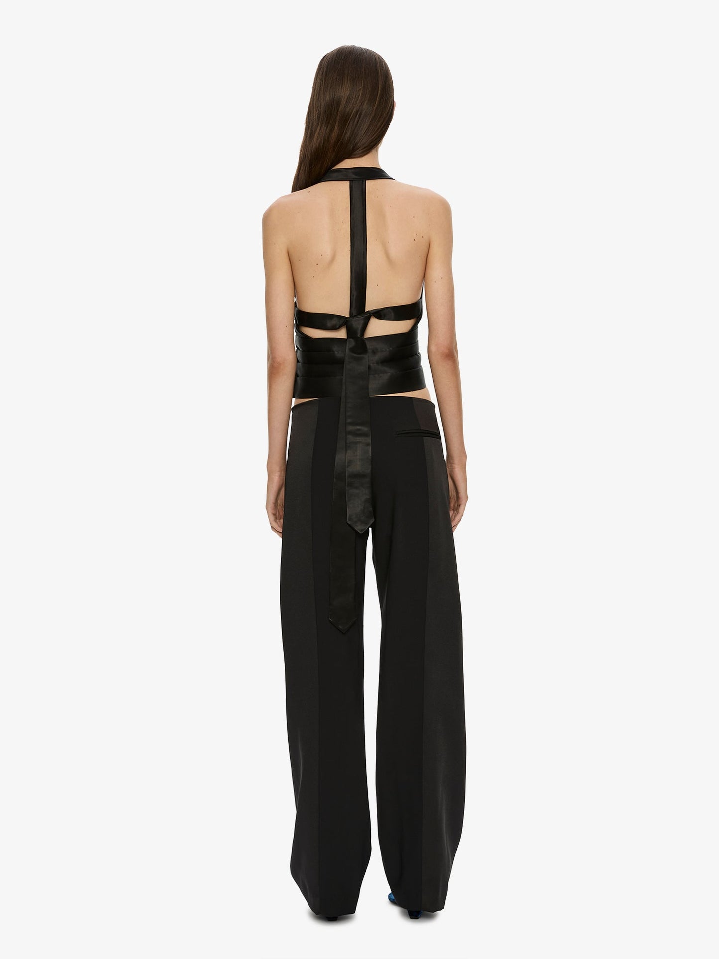 CHRISTOPHER ESBER Tuxedo Contrast Wool Trouser (Black)