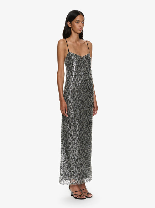 CHRISTOPHER ESBER Sequinned Lace Cami Dress (Silver)