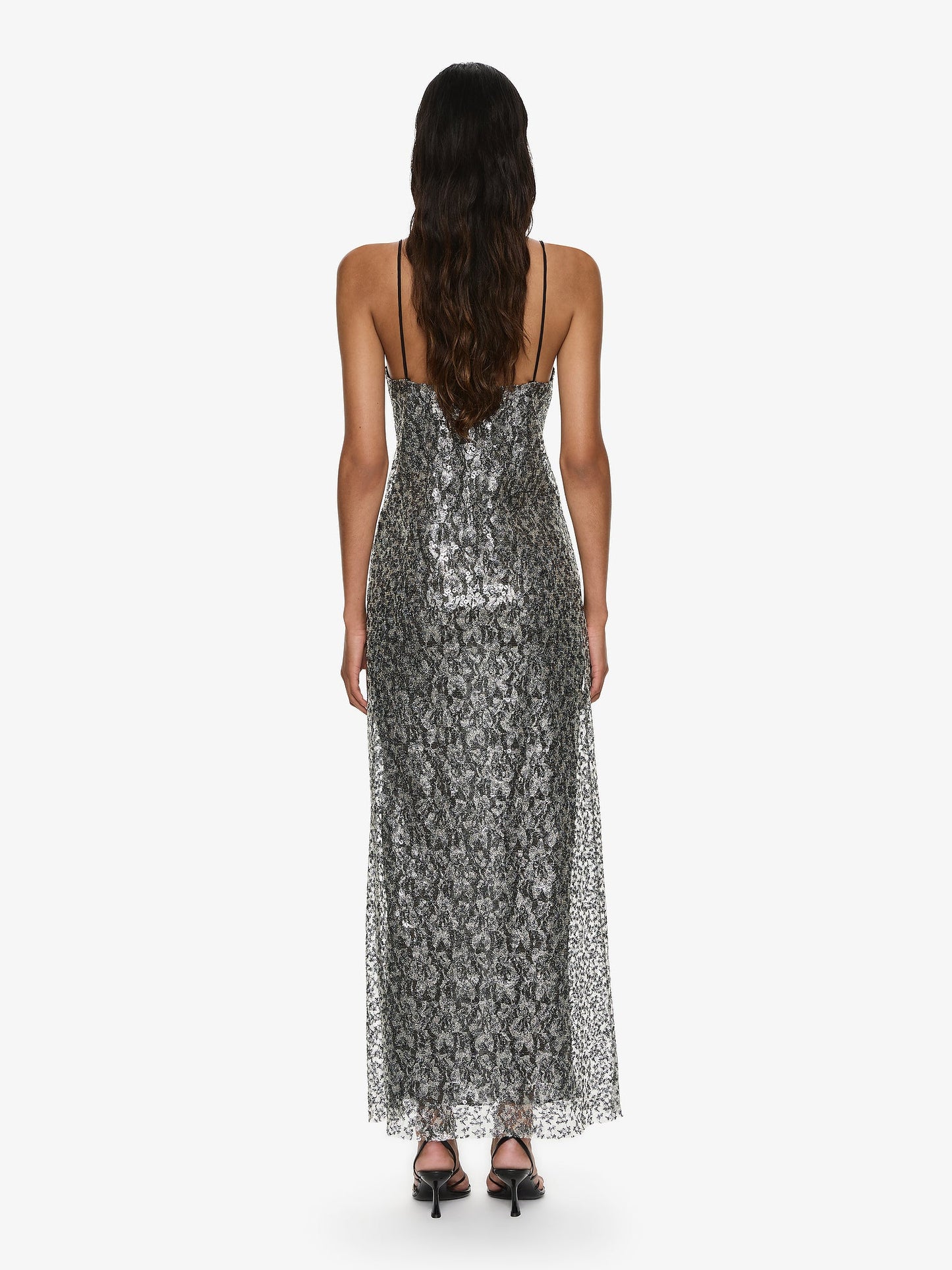 CHRISTOPHER ESBER Sequinned Lace Cami Dress (Silver)